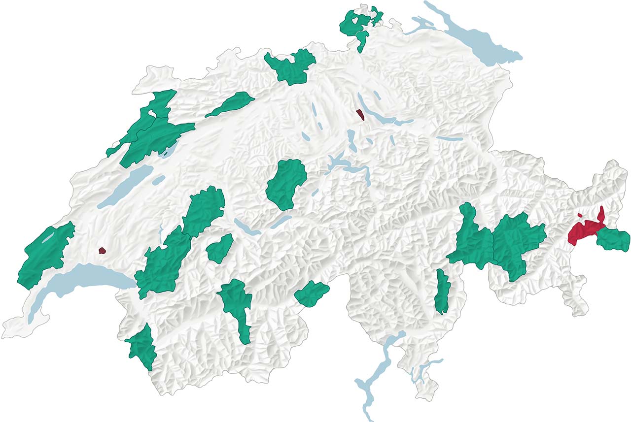 Swiss parks map